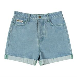 Cross Colours Cuffed Denim Short Ya Dig Hip Hop in Vintage Indigo NWOT (32)